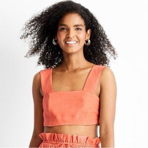 Future Collective w/Jenny K Lopez Women's Linen Square Neck Crop Top (S)